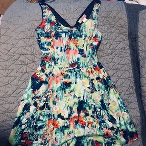 Multicolored Floral Tank Dress with half-open back